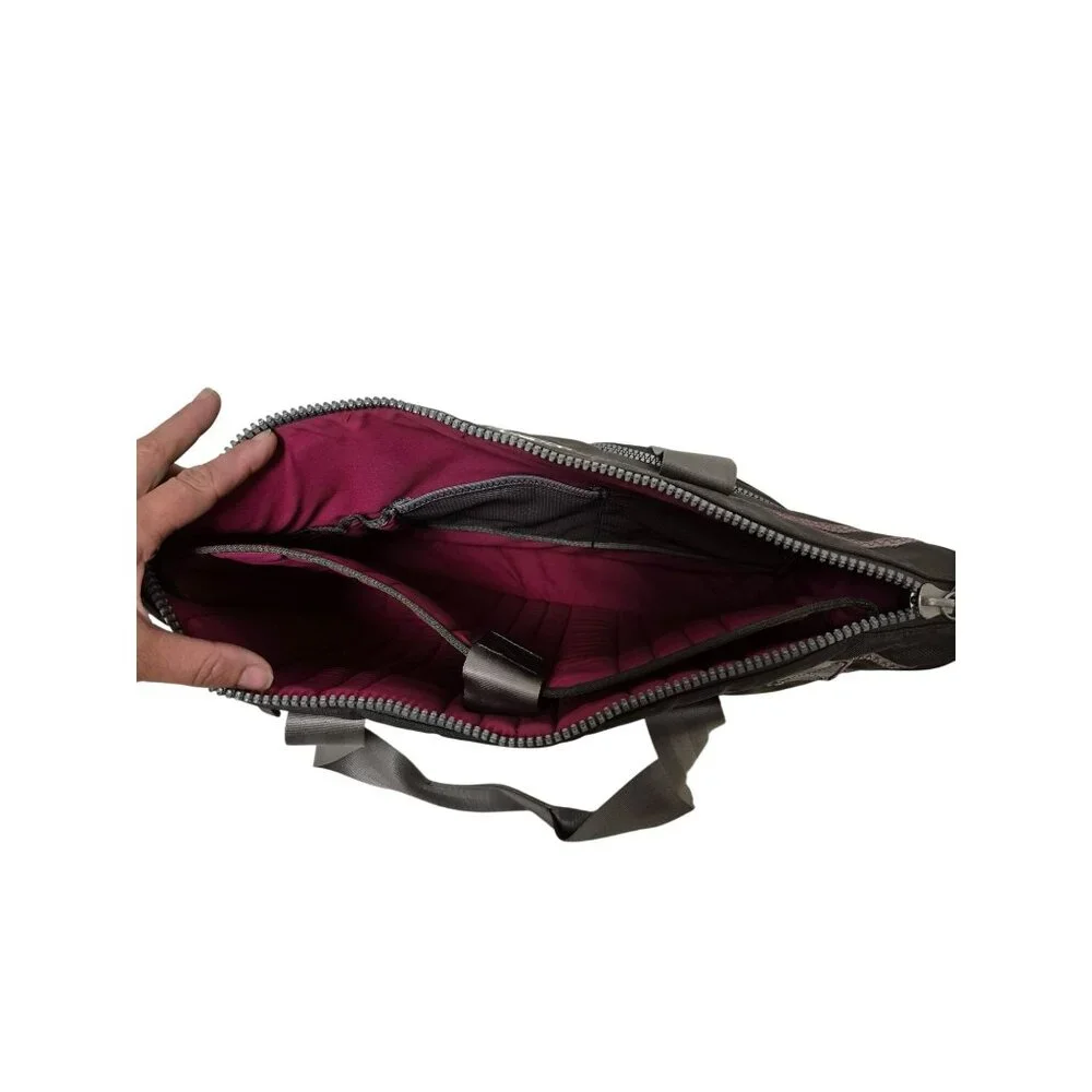 Ogio Grey Magenta Pink Laptop Briefcase Tote Bag Zipper Closure Work School